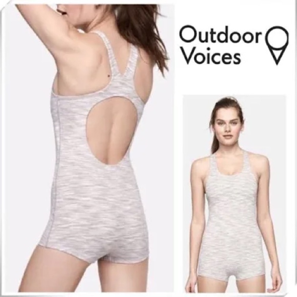 Outdoor Voices Women's Strata Pink Silverstone bodysuit nwt